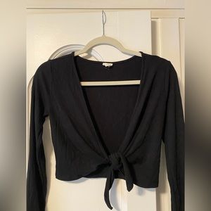 Garage black front-tie long sleeve top size small